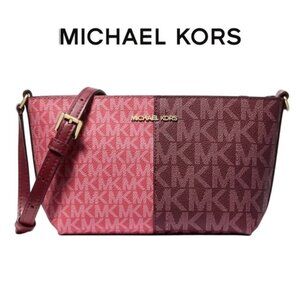 Michael Kors Jet Set Small Two Tone (Oxblood/Watermelon) Logo Crossbody (NWT)